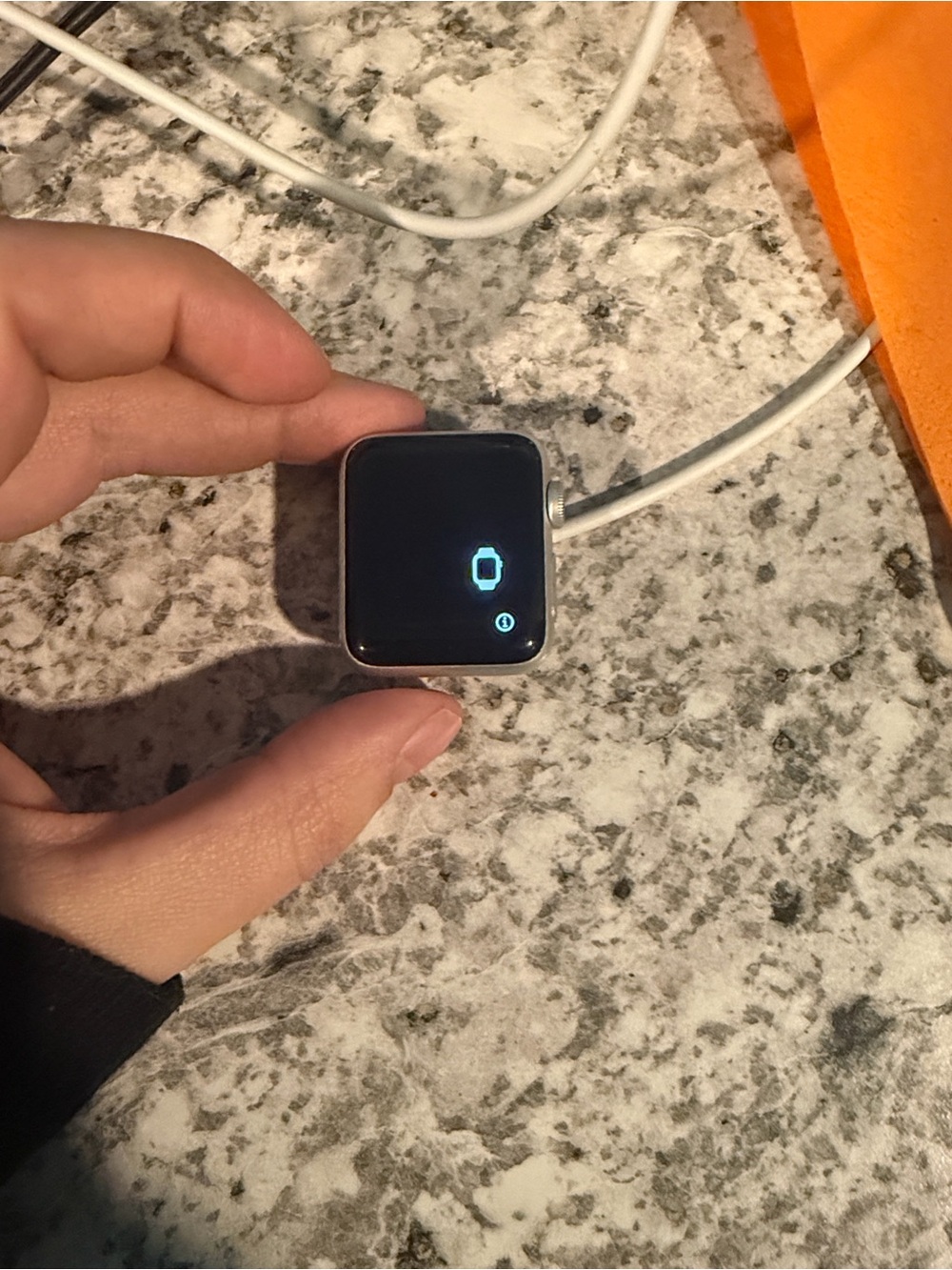 Apple Silver Smartwatch with Black Screen